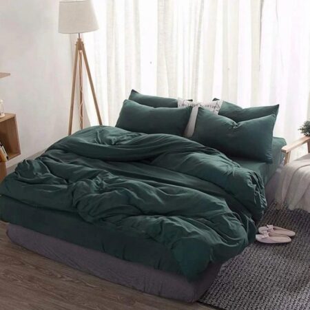 Plain Green Duvet Set Skin Friendly Durable and Soft Duvet +Matching Pillowcases and Bedspread Set( 4 by 6, 6 by 6, 6 by 7, 7 by 7) Ideal Gift