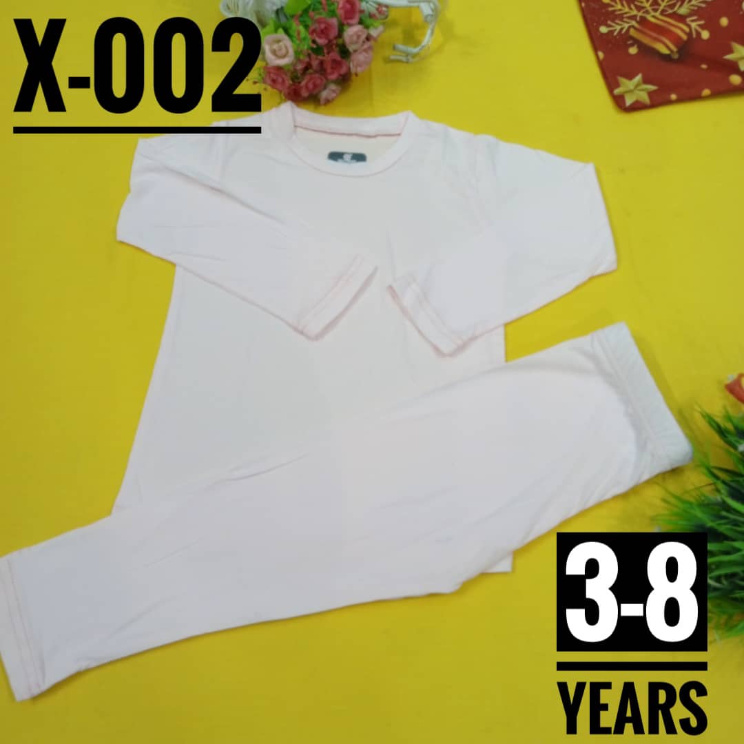 Plain Peach Cotton Age 3-8 Boys and Toddlers and Preschooler Girls Long-Sleeve Tee and Pant Pyjamas