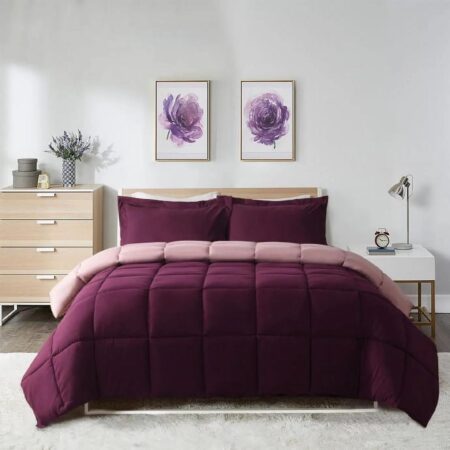 wine and pink reversible duvet set