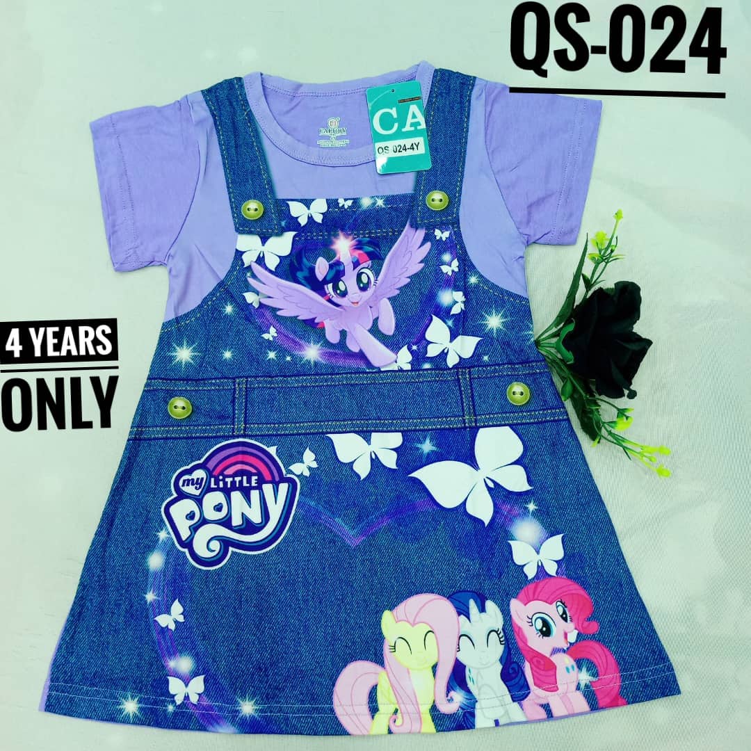 4 Years Old Cartoon Jeans Printed Dress My Little Pony Gown Girls Pyjamas