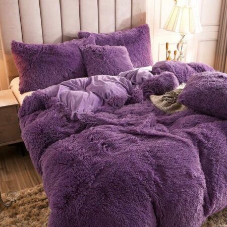 Fluffy Faux Fur Purple Duvet