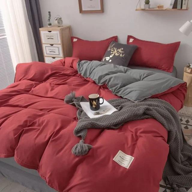 Classic Modern Red/Grey Reversible Duvet Sets - Soft and Comfortable Duvet with Bedsheet and Matching Pillowcases Set (4 by 6, 6 by 6, 6 by 7, 7 by 7) - Image 3