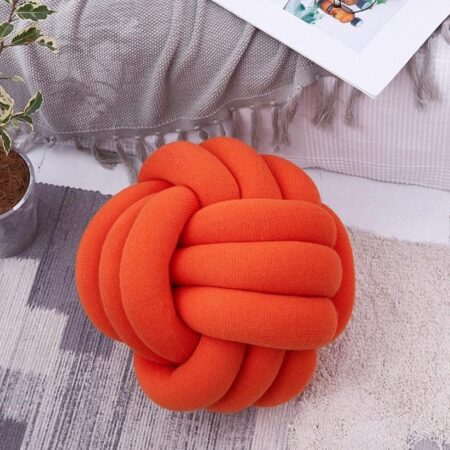 Soft Fluffy Ball Knot Throw Pillow, Handmade 3 Strand Throw Pillow Cushion for Decoration Sofa Bed Offices Room Home Decor Comfortable Red Knot Pillow