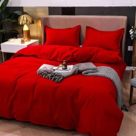 Red Duvet with Matching Pillowcases and Bedsheet Set, Soft Breathable and Skin Friendly Comforter Set, Duvet For Family, Perfect Gift (4 x 6, 6 x 6, 6 x 7, 7 x 7)