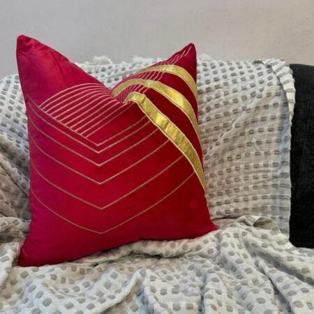 18 by 18 Red Geometric Decorative Throw Pillow-Gold Geometric Pattern Square Throw Pillow Cover and Insert for Bedroom Living Room Car Office 45cm x 45cm