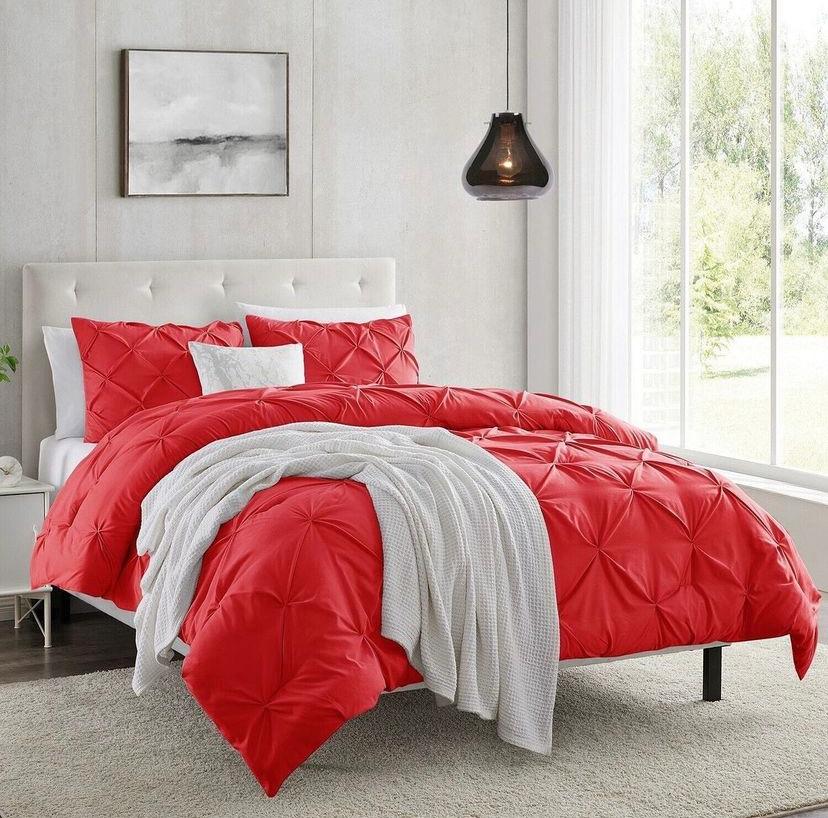 Red Pintuck Duvet set, Available in 4 by 6, 6 by 6, 6 by 7, 7 by 7
