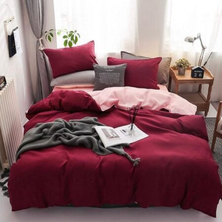 Red Reversible Duvet Set, Available in 4 by 6, 6 by 6, 6 by 7, 7 by 7