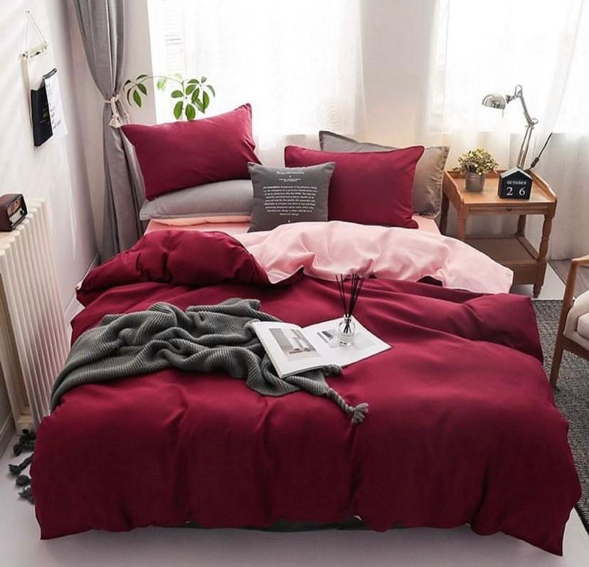 Red Reversible Duvet Set, Available in 4 by 6, 6 by 6, 6 by 7, 7 by 7