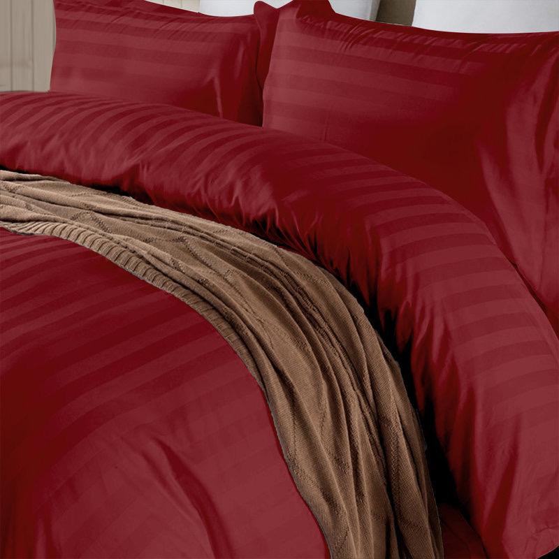 Red American Cotton Stripes Quilt Duvet Set - Premium Cotton Soft Durable Breathable Red Stripes Duvet with Bed sheet and Matching Pillowcases (4 by 6, 6 by 6, 6 by 7, 7 by 7) - Image 4