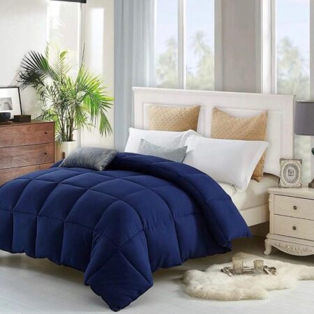 Royal Blue & White Duvet Set - Soft All Season and Breathable 4 - 6 Pieces Blue Bedding Set Including 1 Duvet, 1 Bedsheet, 2/4 Matching Pillowcases Set (4 by 6/ 6 by 6/ 6 by 7/ 7 by 7)
