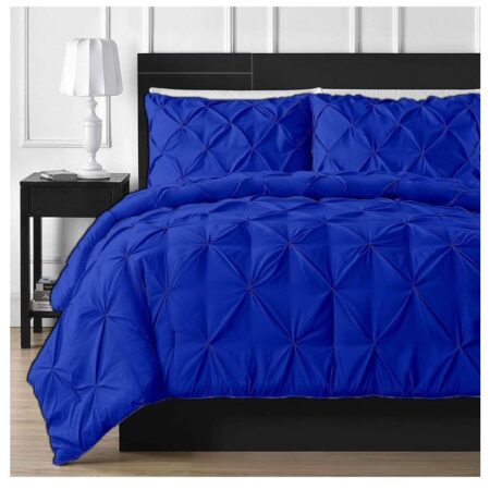 Royal Blue Pinch Pleated Pintuck Duvet Set +1Bedspread and 2/4 Matching pillowcases Super Soft and Comfortable Bedding Set (4 by 6, 6 by 6, 6 by 7, 7 by 7)