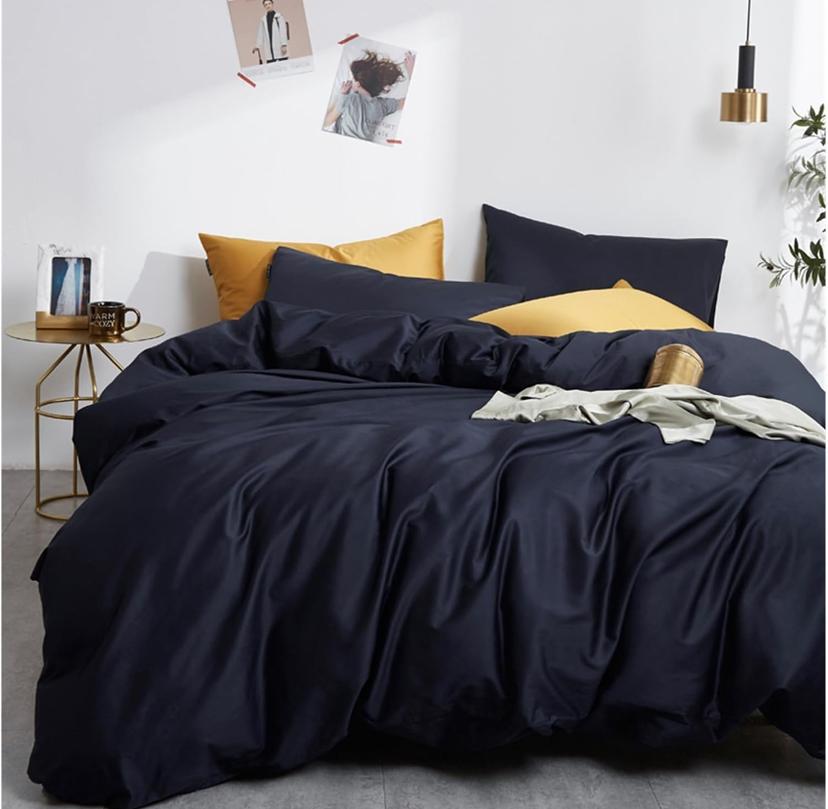 Silk Solid Color Complete Duvet Set - Skin Friendly and Breathable Silky Soft 1Duvet with 1Bedsheet and 4 Matching Pillowcases (4 by 6, 6 by 6, 6 by 7, 7 by 7) - Image 2