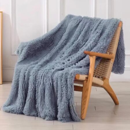 Faux Fur Luxury Throw Blanket, Grey Fluffy Blanket Throw for Bedroom Living Room Sofa