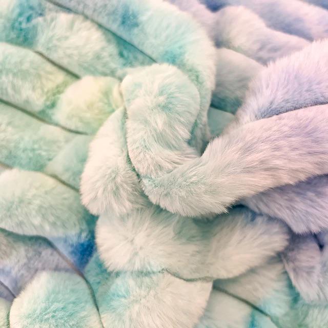 Soft Velvet Tie Dye Striped Duvet Cover, 6 by 6 King 6 by 7 Super King Sizes, Very Fluffy Lush and Soft 1 Duvet Cover with 1 Duvet Insert, 1 Blanket, 1 Flat Sheet, 4Pillowcases Zipper Closure Perfect Decor - Image 7