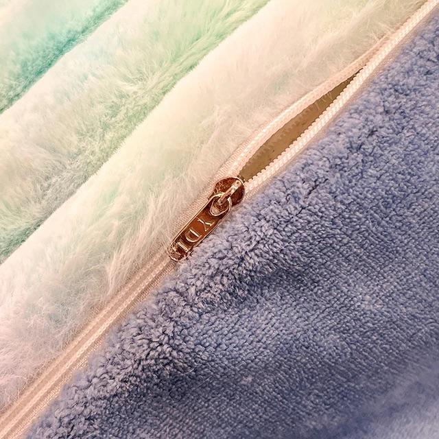 Soft Velvet Tie Dye Striped Duvet Cover, 6 by 6 King 6 by 7 Super King Sizes, Very Fluffy Lush and Soft 1 Duvet Cover with 1 Duvet Insert, 1 Blanket, 1 Flat Sheet, 4Pillowcases Zipper Closure Perfect Decor - Image 8