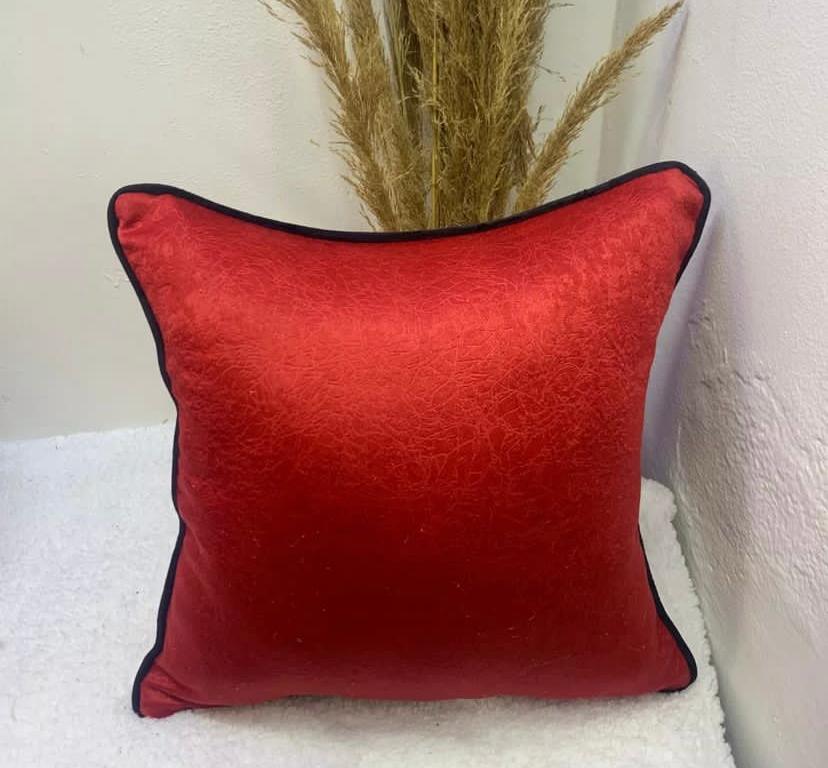 18x 18 Tomato Red with Black Piping Decoration Cover and Insert Perfect for Bedroom, Living Room, Car Office Throw Pillow