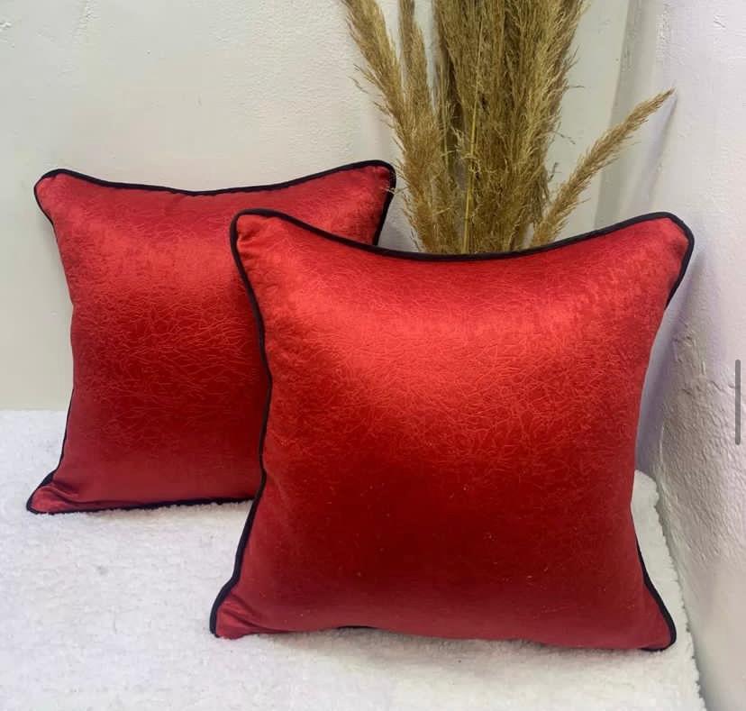 18x 18 Tomato Red with Black Piping Decoration Cover and Insert Perfect for Bedroom, Living Room, Car Office Throw Pillow - Image 2