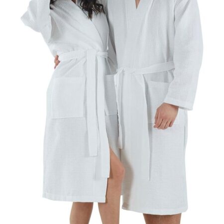 Waffles Weave Unisex Bathrobes, 100 Cotton Bathrobe, Soft and Absorbent Robes for Home, Hotels, Shortlet, Perfert Gift
