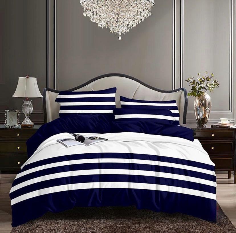 White and Blue Bedsheet Matching Pillowcases Soft Skin Friendly and Durable Sheet Set (4 by 6, 6 by 6, 6 by 7, 7 by 7)