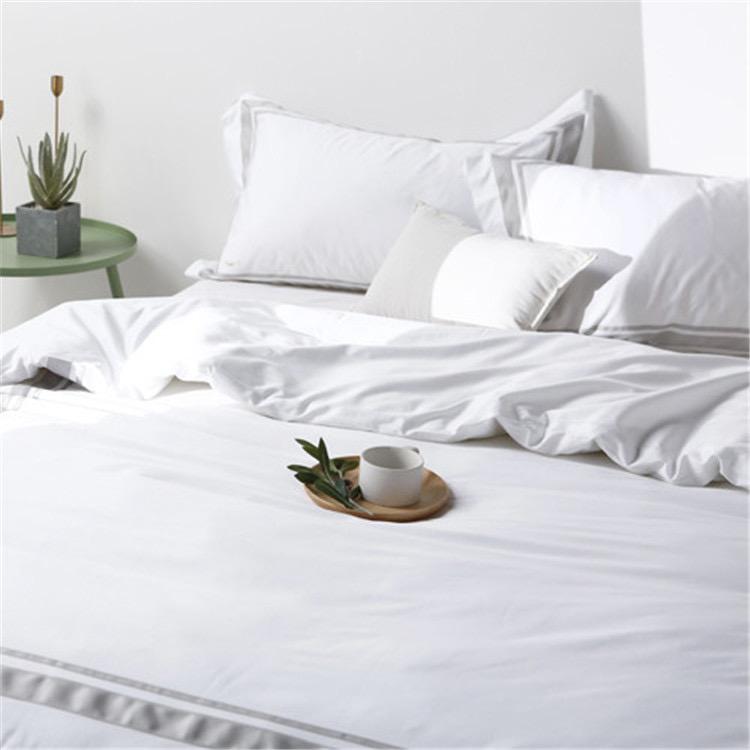 White Light Grey Duvet Set - High Quality Cotton White Bedding Set 4.5 by 6, 6 by 6, 6 by 7, Sizes - Image 2