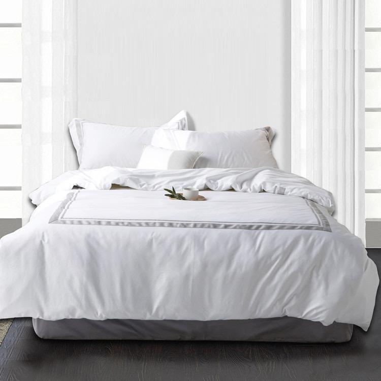 White Light Grey Duvet Set - High Quality Cotton White Bedding Set 4.5 by 6, 6 by 6, 6 by 7, Sizes - Image 3