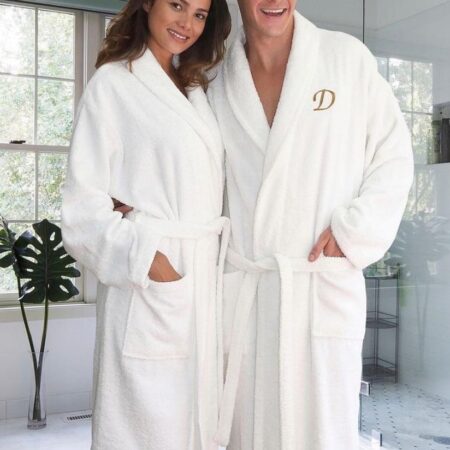 Fluffy White Bathrobes, fits Both Men and Women, Soft and Absorbent Luxury Feel One Size Fits All