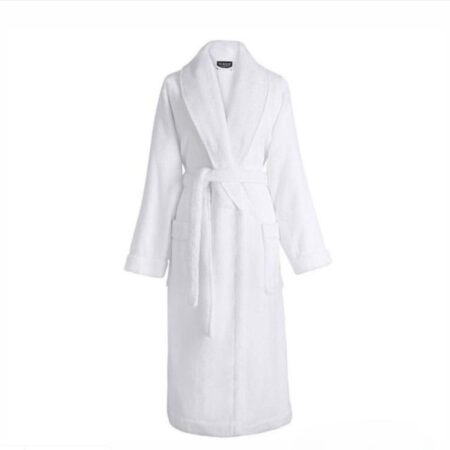 100% Cotton Women Bathrobe Plush Soft Bath Robe with Tie and Side Pockets for Spa Shower & Hotel, White