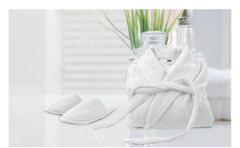 White Bathrobe and Slipper Set-Bathrobe for Men and Women, Soft and Highly Absorbent Bathrobe and Slippers for Hotels, Home, Spa, (One Size Fits All) - Image 4