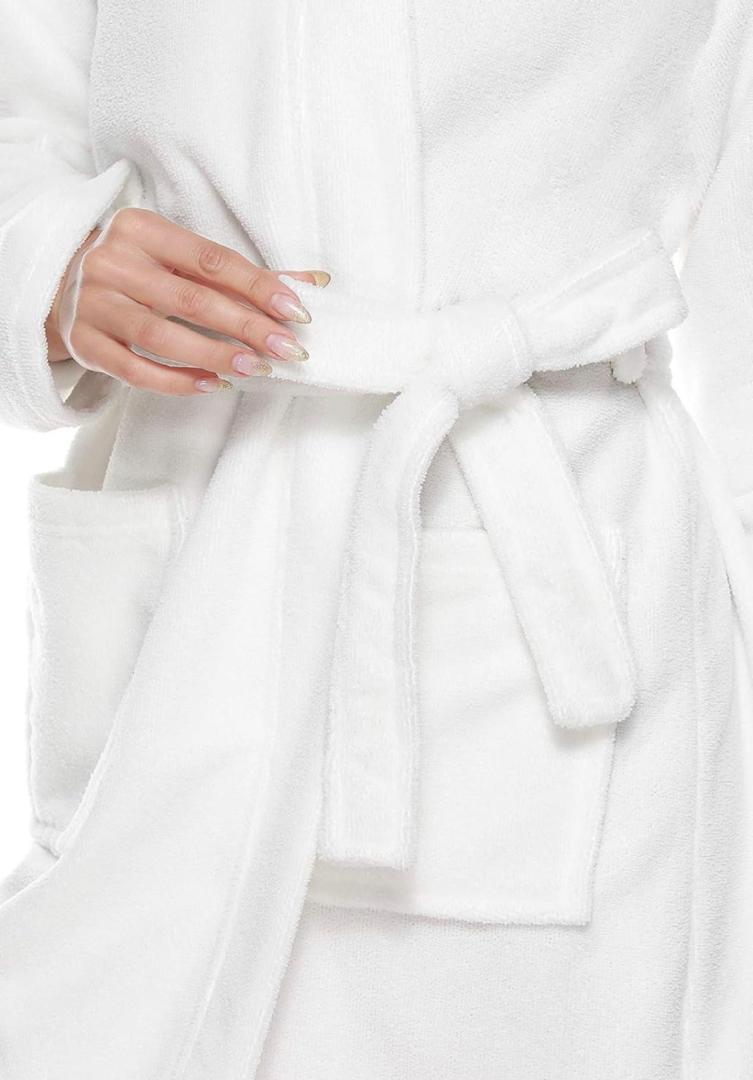White Bathrobe and Slipper Set-Bathrobe for Men and Women, Soft and Highly Absorbent Bathrobe and Slippers for Hotels, Home, Spa, (One Size Fits All) - Image 2