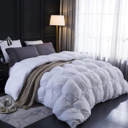 White Double Padded Pintuck Duvet Set 4by6/ 6by6/ 6by7/ 7by7 Size, High Quality Soft and Breathable Pintuck Duvet with 1 Bedspread and 2/4 Pillowcases Set, Cotton