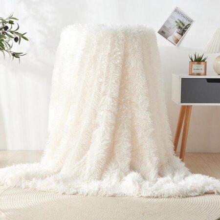Faux Fur Throw Blanket Decorative Soft Fuzzy Cozy Warm Blanket for Couch Bed Chair Sofa Teen Gift Multipurpose Blanket