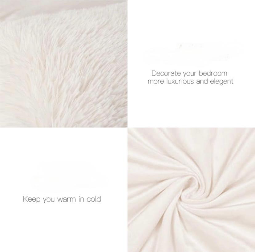 White Fluffy Faux Fur Duvet Complete Set 4 by 6, 6 by 6, 6 by 7, 7 by 7- Super Soft and Lush Luxurious Fur Duvet +Bedspread and Matching Pillowcases ( Sizes: 4 by 6, 6 by 6, 6 by 7, 7 by 7) - Image 4