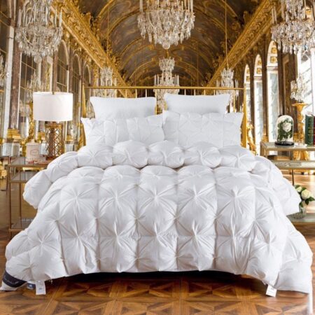 White Double Padded Pintuck Duvet +Matching Pillowcases and Bedspread Set High Quality Polish Fabric Down Comforter (4by6/ 6by6/ 6by7/ 7by7 Size)