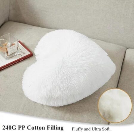 Soft Lovely Faux Fur Heart Throw Pillow for Decorative for Car, Couch Living-room, Bedroom