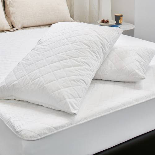 2 Pieces White Quilted Pillow Cover-100% Breathable Cotton Pillowcases Soft and Comfortable-Perfect Adding to Sleep Comfort