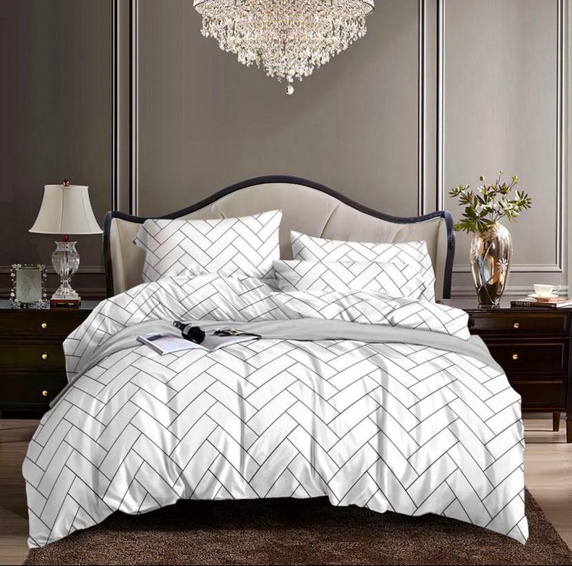 White Zig Zag Duvet Set Finest Cotton Fade Resistance Doesn't Shred, Including Matching Pillowcases and Bedspread (4 by 6, 6 by 6, 6 by 7, 7 by 7)