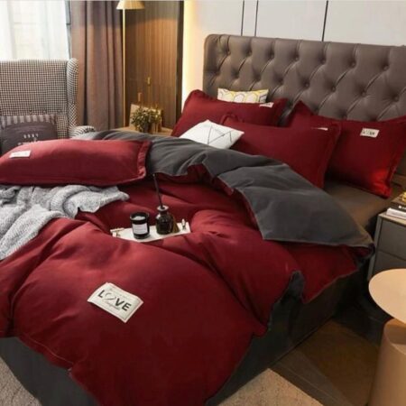 Wine Reversible Duvet set, 4 by 6, 6 by 6, 6 by 7, 7 by 7 Sizes