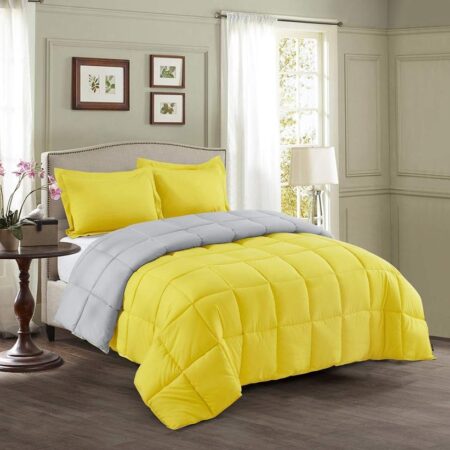 Plain Yellow Reversible Duvet Set, 1 Duvet +1 Bedsheet and 2/4 pillowcases 4 x 6, 6 x 6, 6 x7, 7 x 7