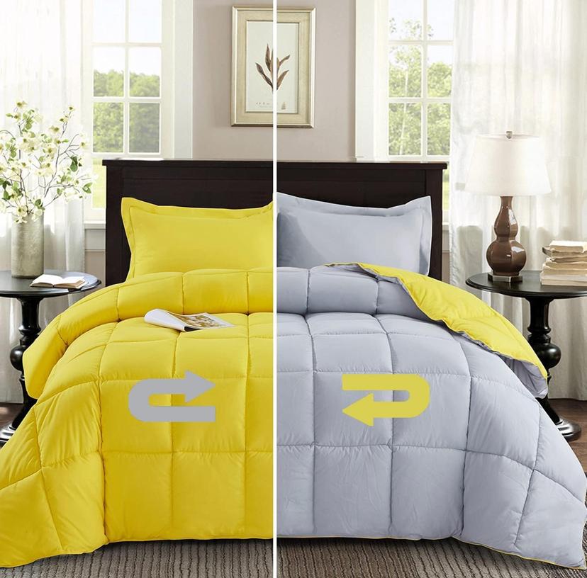 Plain Yellow Reversible Duvet Set, 1 Duvet +1 Bedsheet and 2/4 pillowcases 4 x 6, 6 x 6, 6 x7, 7 x 7 - Image 3
