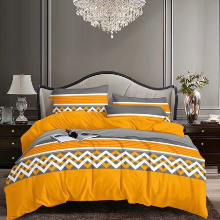 Yellow Grey Bedsheet and Pillowcases Skin Friendly Doesn't Shred Nor Fade (4 by 6, 6 by 6, 6 by 7, 7 by 7)