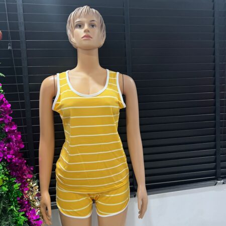 Yellow Striped Female Pyjama Set Sizes 6-12
