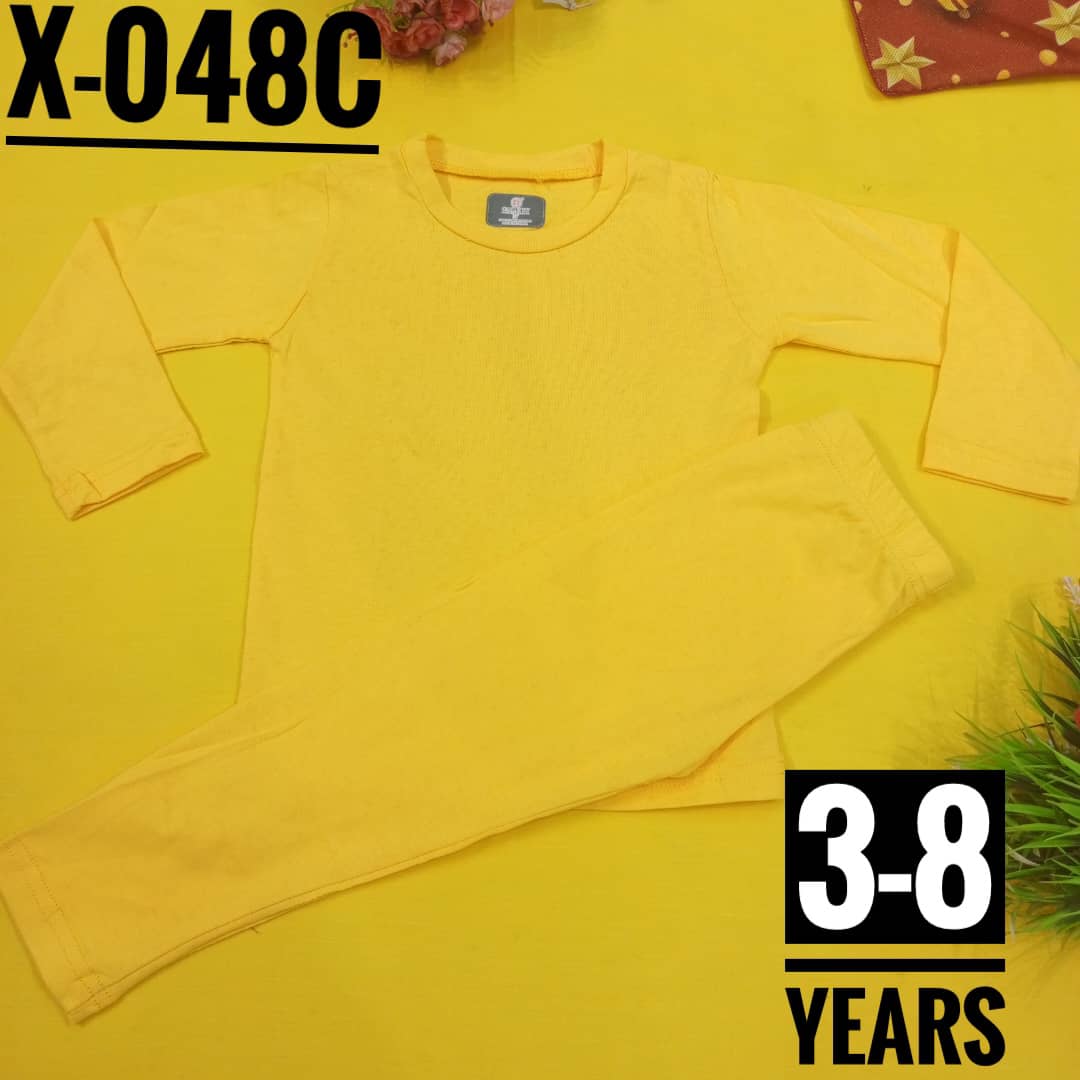 Plain Yellow Pyjamas Cotton Age 3-8 Boys and Girls Toddler and Preschooler Long-Sleeve Tee and Pant Sleepwear Pyjamas