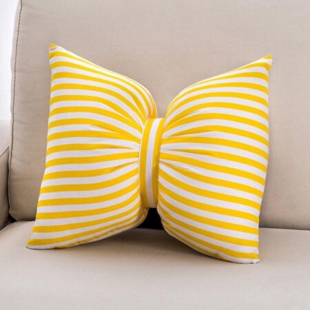 White Yellow Striped Fluffy Soft Throw Pillow- Super Beautiful Decorative Throw Pillow for Sofa, Couch, Bed, Living Room car