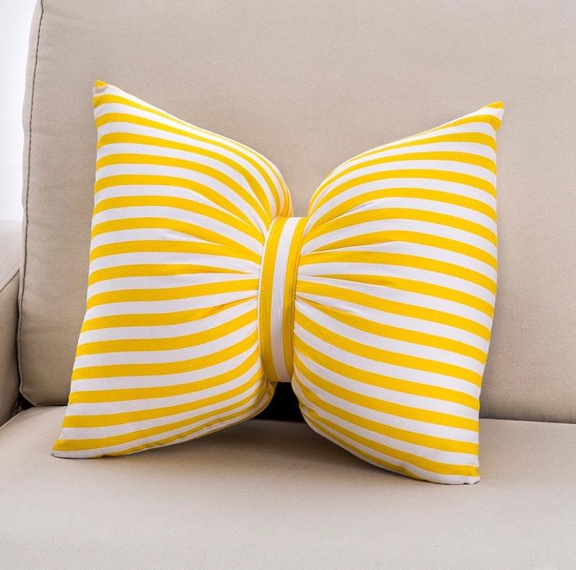 White Yellow Striped Fluffy Soft Throw Pillow- Super Beautiful Decorative Throw Pillow for Sofa, Couch, Bed, Living Room car