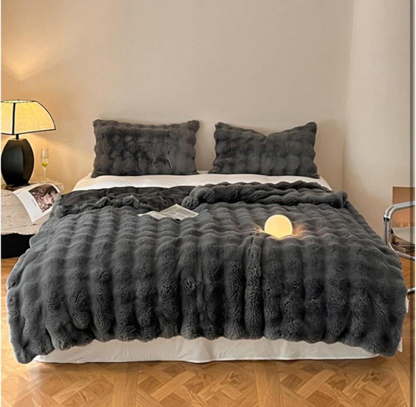 1Piece Luxury Plush Fur Bubble Blanket, Cozy Super Soft Fluffy and Thick Blanket for Home, Sofa Cover, Bedding - Image 3