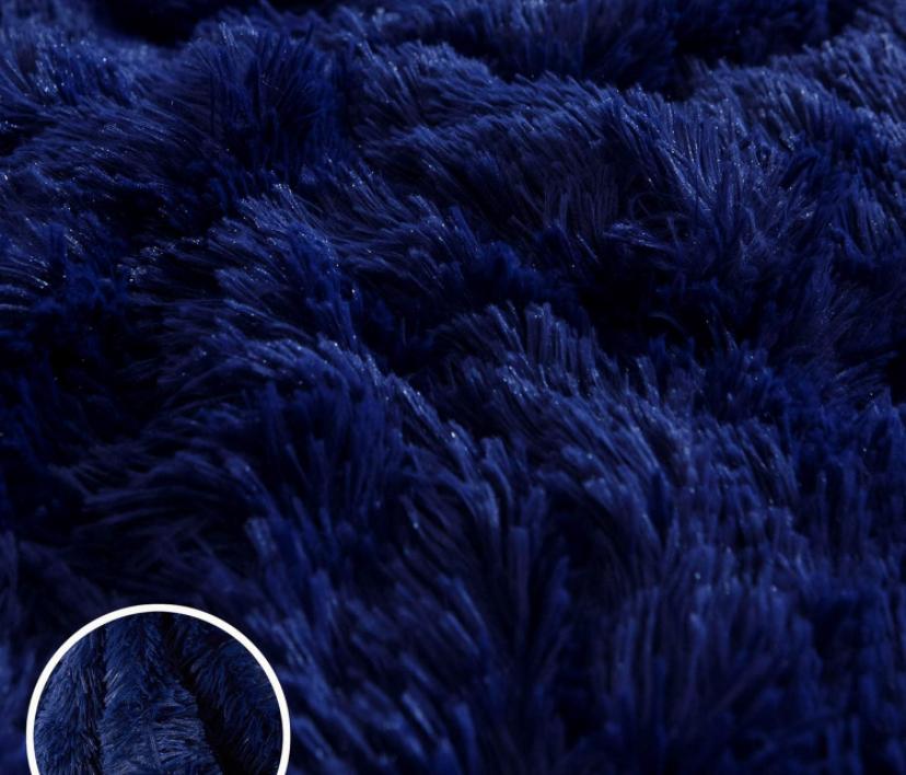 Faux Fur Shaggy Duvet Set - Super Soft Fluffy and Cozy Fur Bedding Set 4/6 Piece 1 Duvet, 1Besheet 2/4 Matching Pillowcases Set (4by6/ 6by6/ 6by7/ 7by7 Sizes, Navy Blue Color - Image 3