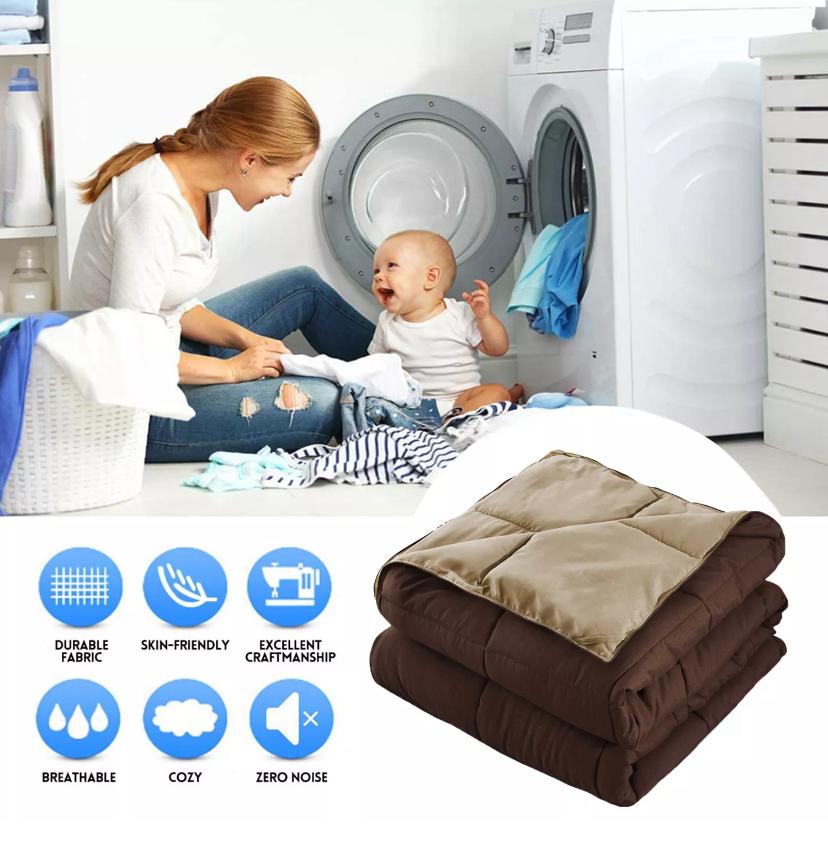 Down Alternative Duvet Set - Ultra Soft Breathable and All Season Reversible 4/6 Piece Duvet Set (Chocolate Color) - Image 4