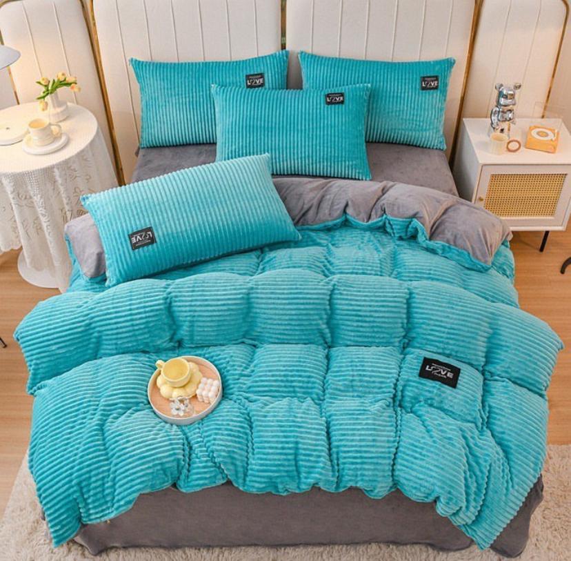 stripe fur bedding set