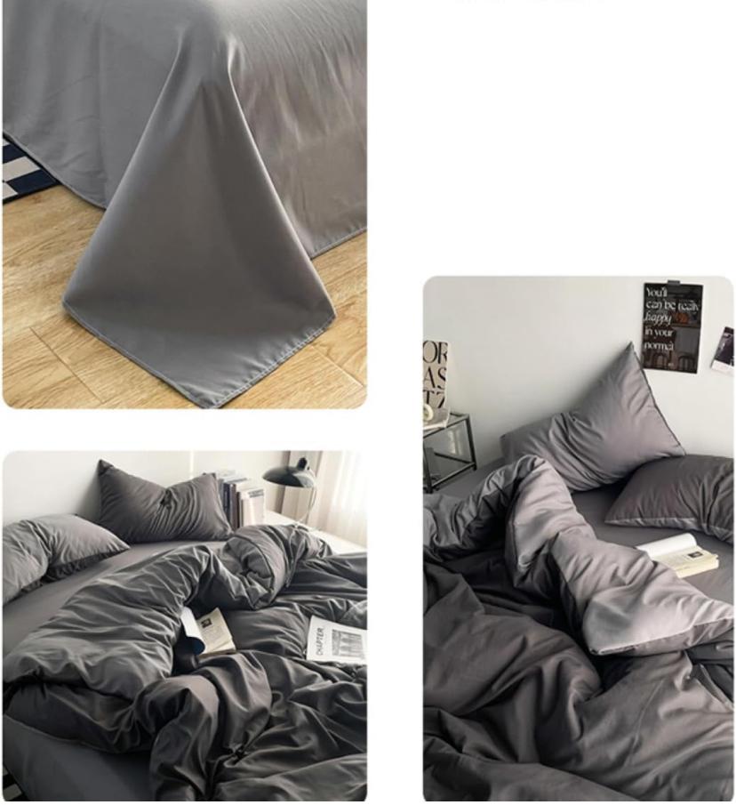 Grey Bedding Set, Premium Quality and Soft Grey and Light Grey Reversible Duvet with 1 Bedsheet and 2/4 Pillowcases Set (4 by 6, 6 by 6, 6 by 7, 7 by 7 Sizes) - Image 2