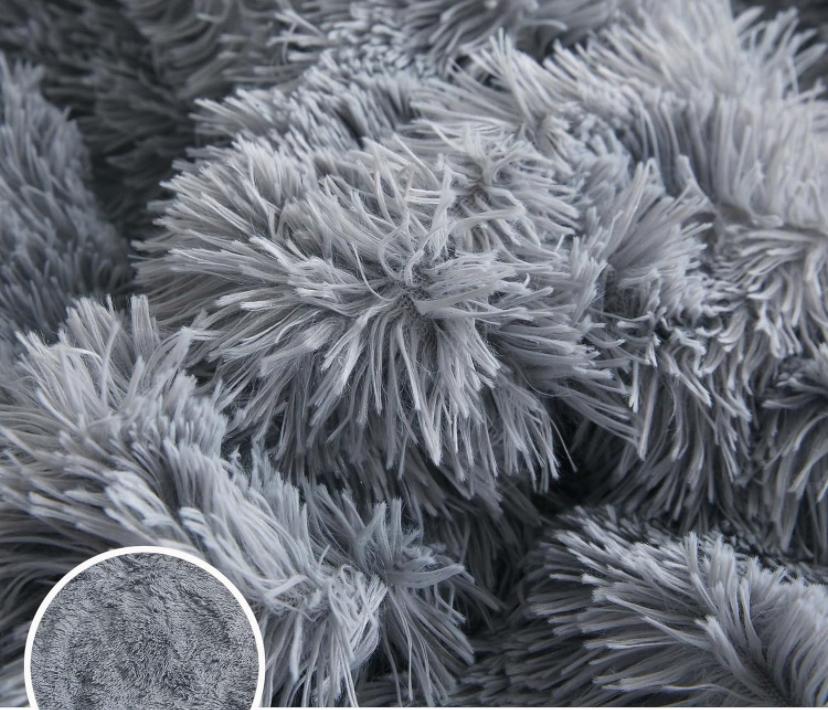 Faux Fur Shaggy Duvet Set - Super Soft Fluffy and Cozy Fur Bedding Set 4/6 Piece 1 Duvet, 1Besheet 2/4 Matching Pillowcases Set (4by6/ 6by6/ 6by7/ 7by7 Sizes, Light Grey Color - Image 4